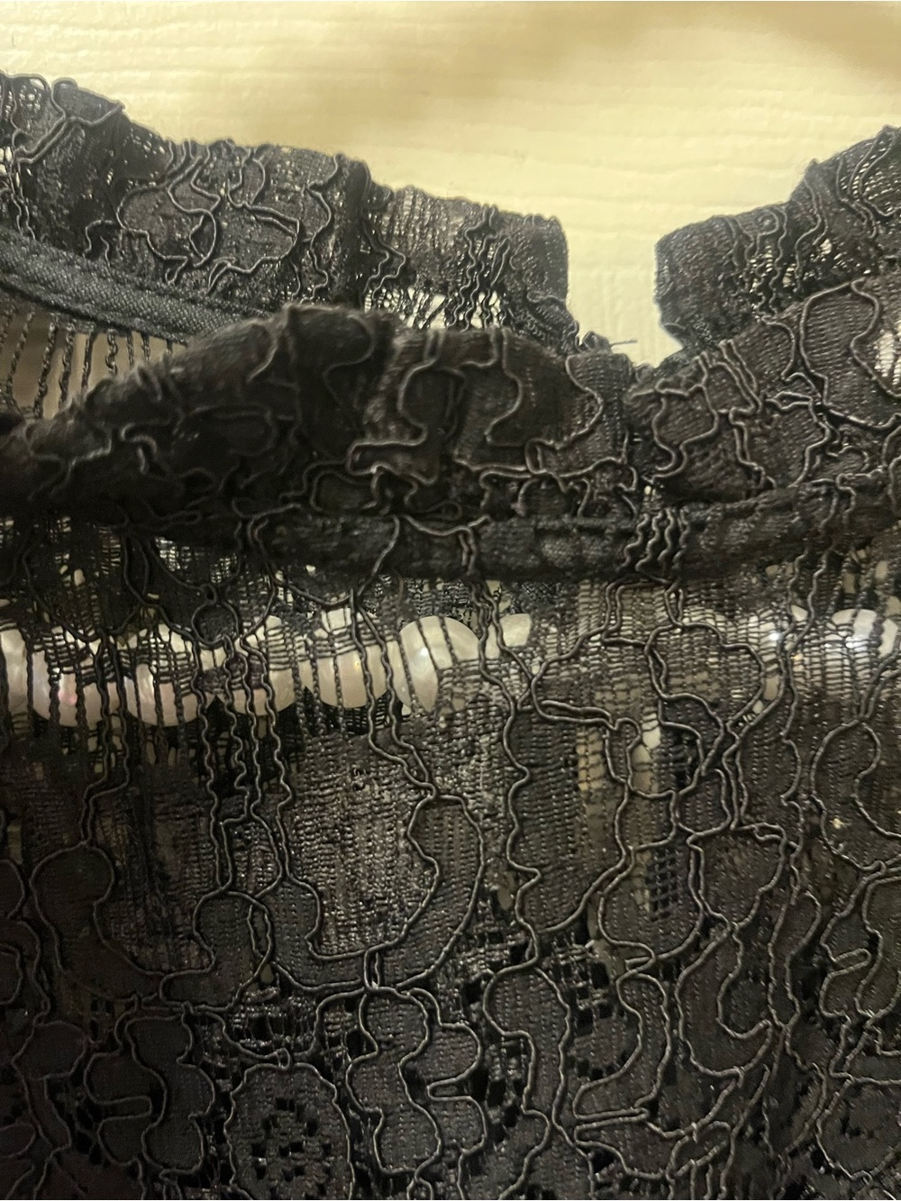 Monteau Los Angeles Black Lace Peplum Top Womens Sz M Lg Sleeve Romantic Blouse - Picture 7 of 10